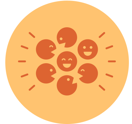 人がにこにこ